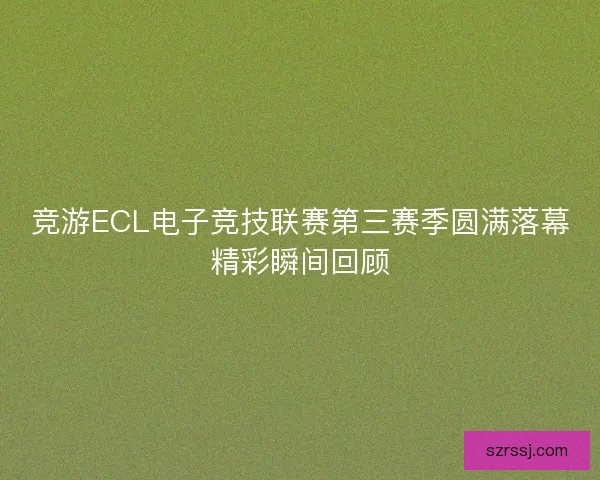 竞游ECL电子竞技联赛第三赛季圆满落幕精彩瞬间回顾